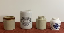 Selection Of 4 Stoneware / Ceramic Jars 8.5cm - 13.5cm Tall
