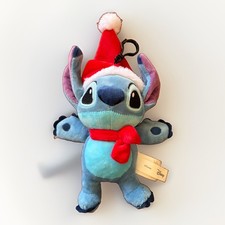 Disney STITCH w/ Christmas Santa Hat Plush Lilo  Stitch With Clip.