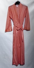 Vintage robe lingerie Sears nylon coral pink long w/ tie L