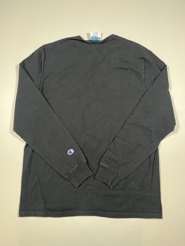 Vintage Champion Shirt Mens Large Black Long Sleeve Crewneck Big C Logo Patch - Picture 2 of 6