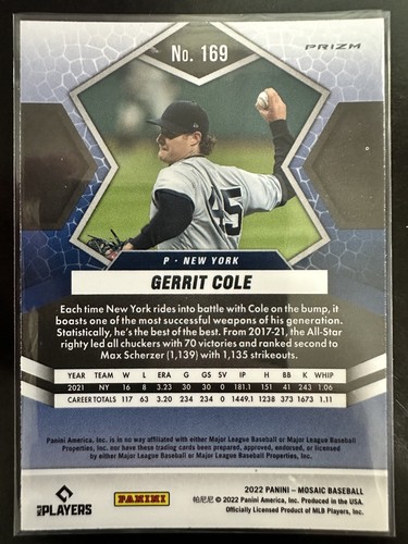 2022 Panini Mosaic Green Mosaic Prizm #169 Gerrit Cole New York Yankees - Picture 2 of 2