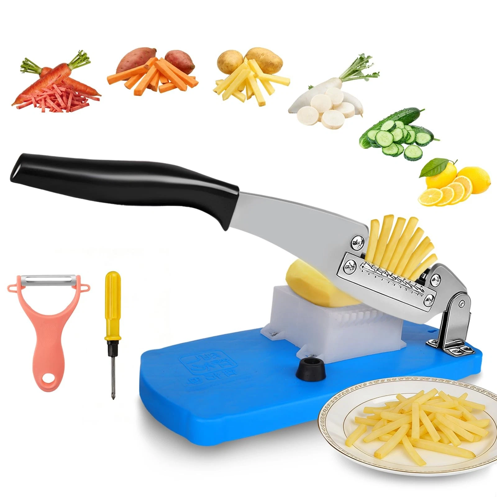 French Fry Cutter for Potatoes, Mandoline Slicer for Uniform Slices​ & Vegeta...