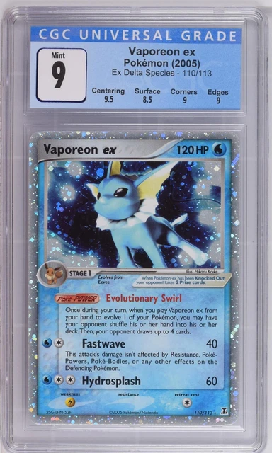 2005 Pokemon EX Delta Species Vaporeon ex Holo CGC 9 #110/113