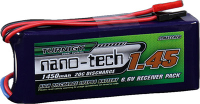 Turnigy nano-tech 1450mAh 2S 20C 6.6V LiFePO4 Tx Rx Battery fits Futaba