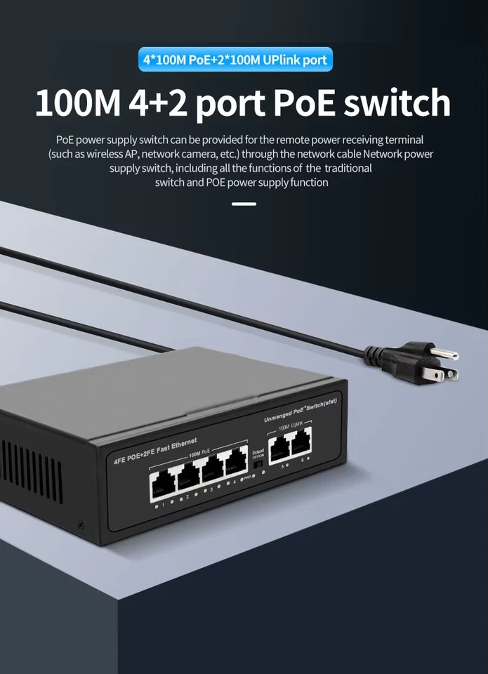 4 Channel IEEE802.3 AF/AT 10/100Mbps Unmanaged PoE Switch for CCTV IP Camera - Image 4 of 4