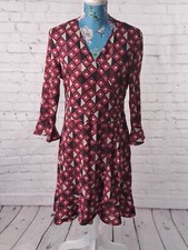 Womens Next Mock Wrap Dress Size 8 Red Mix