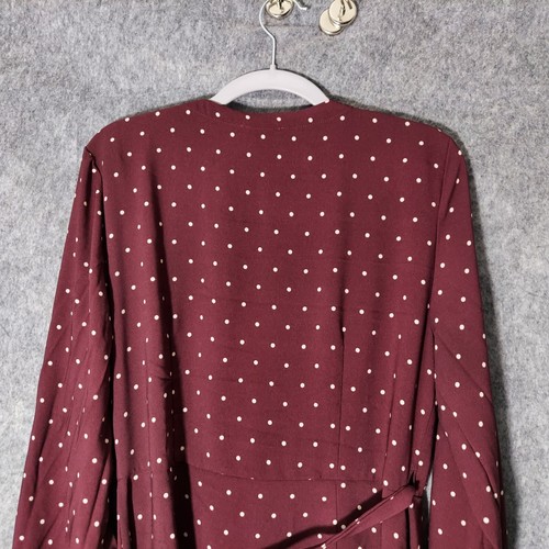 Loft Ann Taylor Kleid 8 Wickel Bindebänder Polka Dot Burgund leicht Retro feminin - Bild 7 von 9