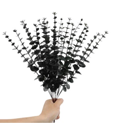 Branches d'eucalyptus artificielles 10 pièces noires décoratives - Photo 1/4