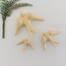 Glazed Pastel Yellow Swallows Wall Hanging