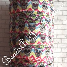 Skull ribbon inspired skull grosgrain Skull bow rockabilly skull foe elastic