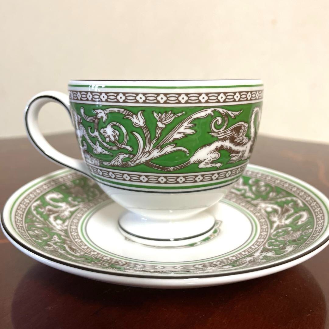 Wedgwood Florentine Verde Cup Saucer Set 200cc 150th Anniversary