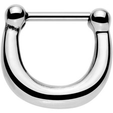 16G 5/16" SHINY ROUND NOSE SEPTUM CLICKER STEEL RING BODY JEWELRY PIERCING HOOP