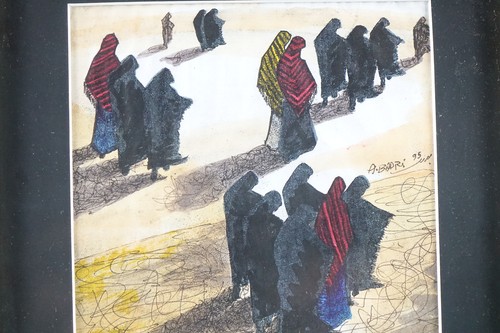 Women in the Dessert, Original Watercolor & Pen on Paper, Signed - Picture 4 of 4