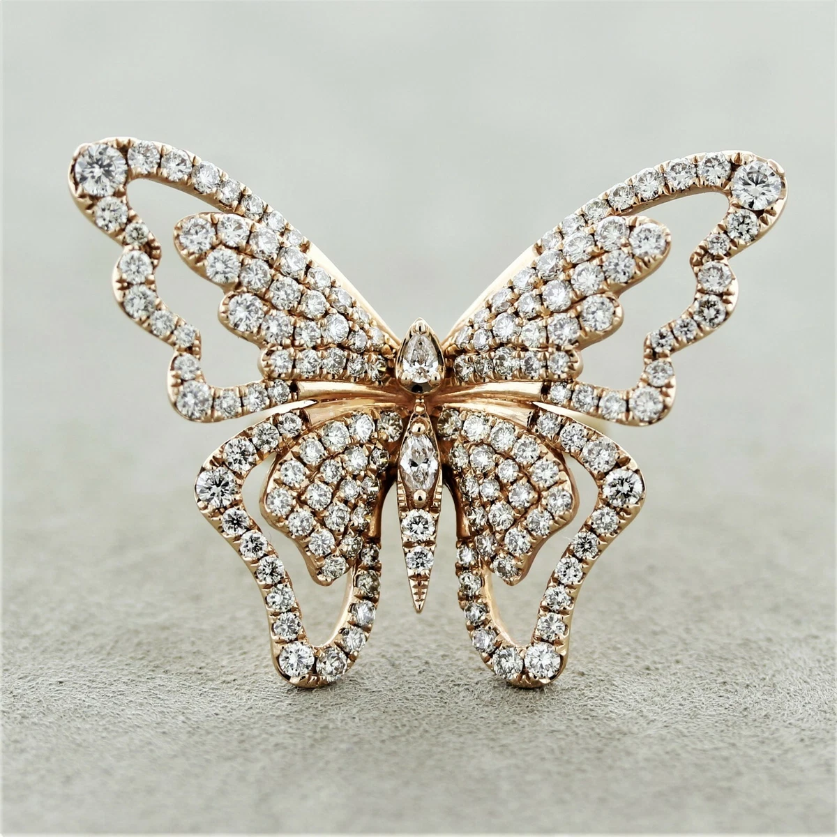 Levian Diamond Butterfly Ring 3.00CTW 14K Rose Gold eBay