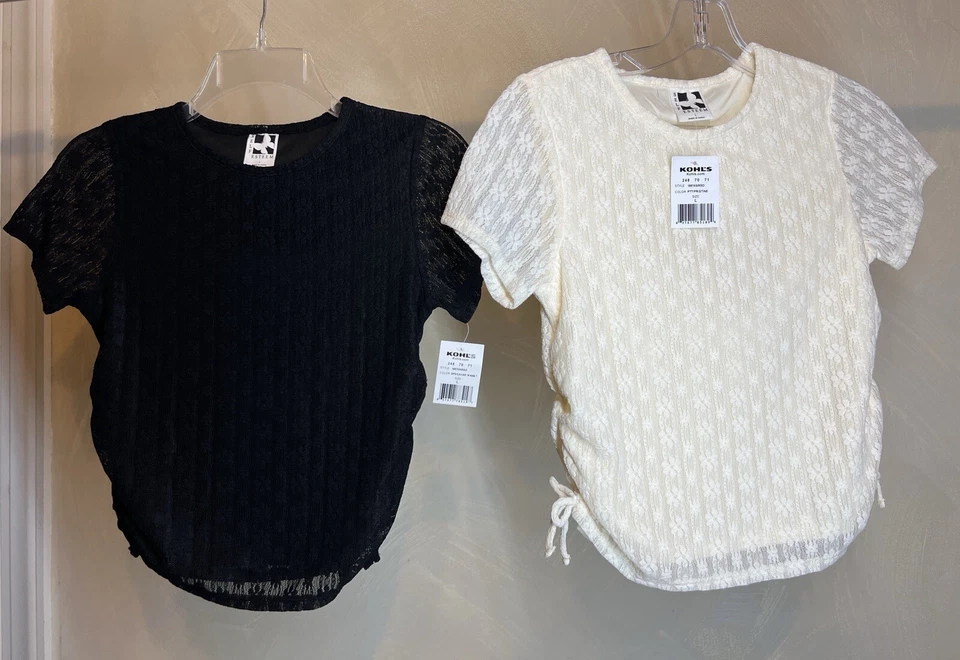 Camiseta/Camiseta Informal Forrada con Encaje Manga Corta Autoestima Niñas|Talla:L Foto 4 de 4