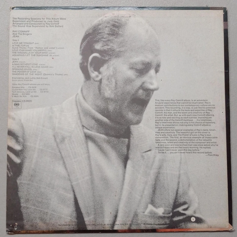 RAY CONNIFF JEAN COLUMBIA RECORDS CS-9920 VINYL LP 105-35 Foto 2 de 4