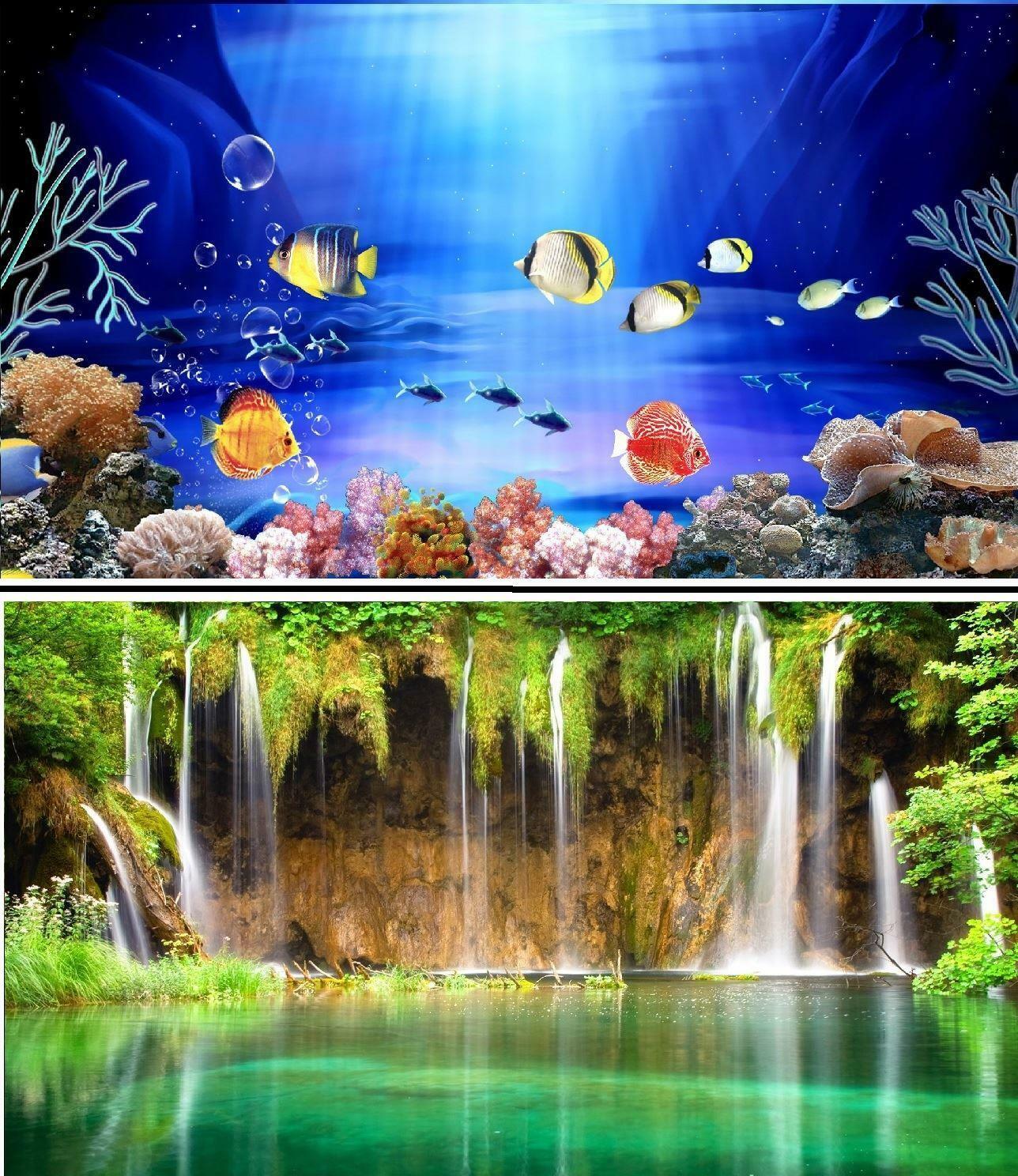 Aquarium Fish Tank Background 2 Sides + Adhesive - 2 to 10 FT Lengths