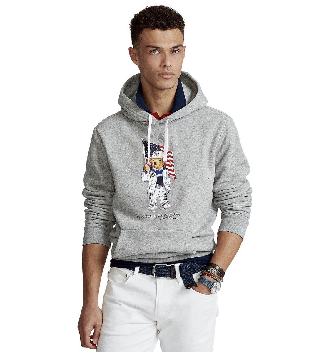 NWT POLO RALPH LAUREN Mens XL Team USA Flag BEAR Heavy Hoodie