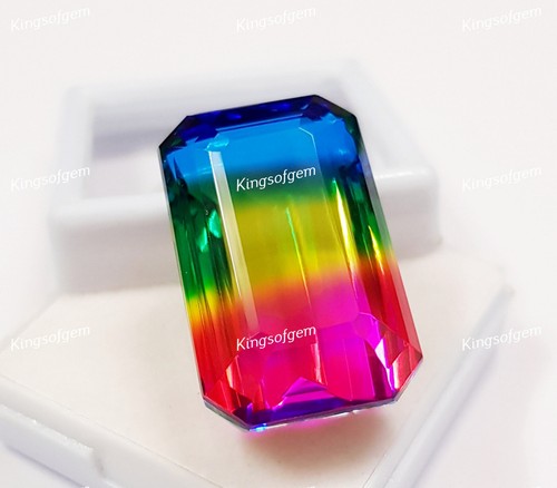 81 Ct Doublet Glass Stone Multi Color Tourmaline Emerald Stone Loose Gemstone - Picture 3 of 5