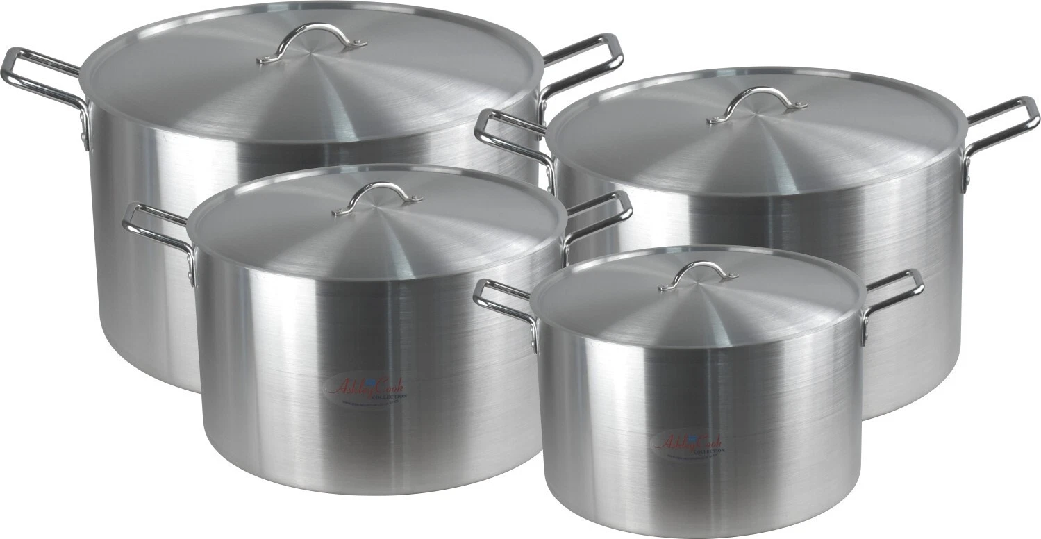 Large Aluminium Casserole Dish Stockpot Cooking Pan Lid Set 40,45,50,55 cm