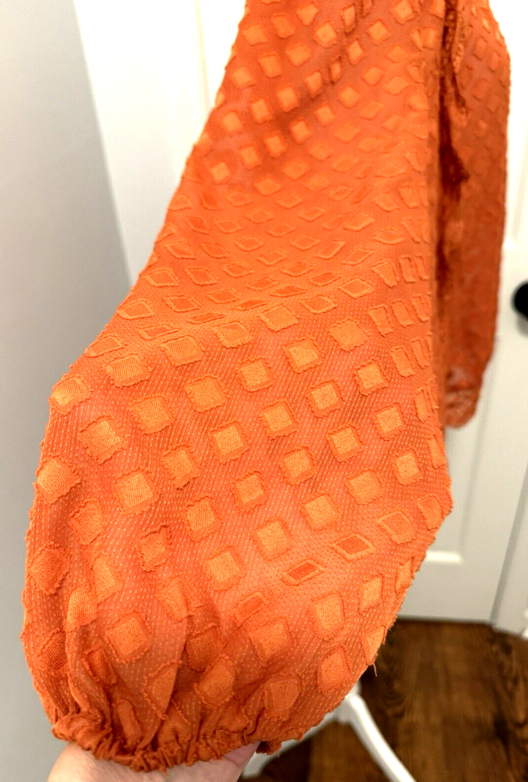 Haute Fox Sheer Rust Diamond Shape Pattern Long S… - image 8
