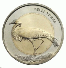 Turkey 1 lira 2013, DEMOISELLE, BiMetal, Commemorative,UNC, Coin