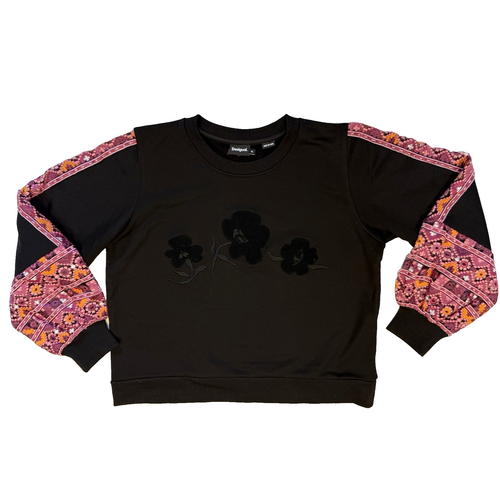 Felpa donna Desigual ricamata manica a palloncino taglia XL maglione nero - Foto 2 di 14