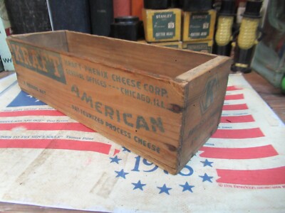 USA WOOD BOX ピンストライプ KRAFT AMERICAN CHEESE BOX 2 LB PINE WOODEN WOOD BOX SHIPPING STORE