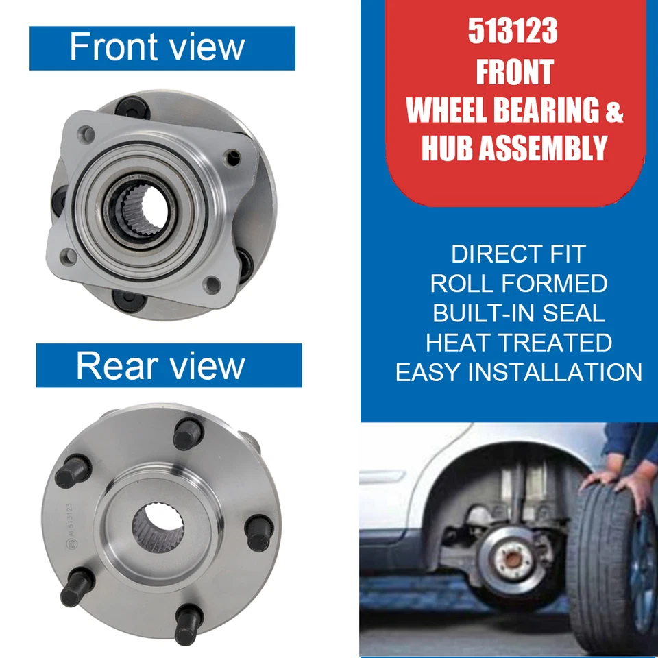 Pair Front Wheel Hub Bearing Assembly For Grand Caravan Town & Country Voyager Foto 3 de 4