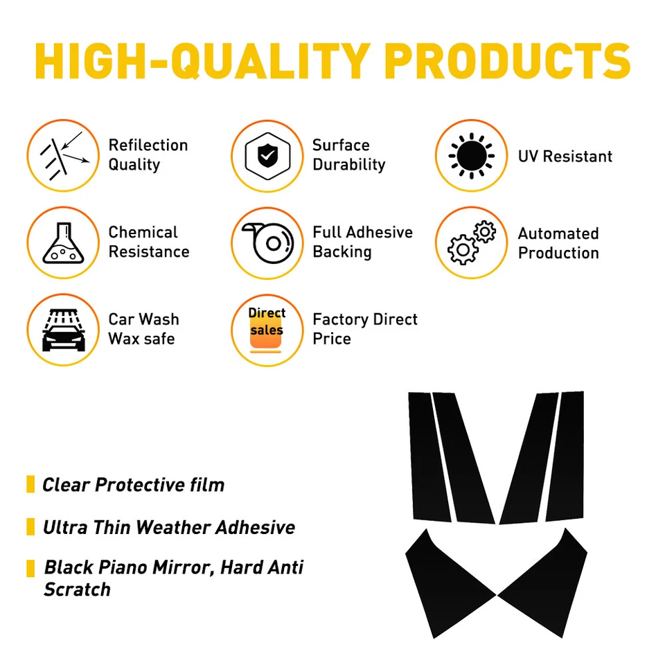 Para Chevrolet Malibu 16-21 6 piezas negro brillante poste de pilar ventana puertas embellecedores cubiertas Foto 3 de 4