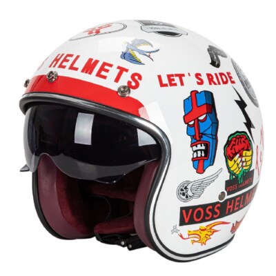 DOT Motorcycle Helmet Open Face Integrated Sun Visor Scooter Helmet M/L/XL/XXL