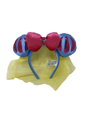 New Disney Parks Snow White Blue Pink Bow Yellow Veil Minnie Ear Headband FOUR Dazzling New Ear Headbands Sparkle at Disneyland  main image 4