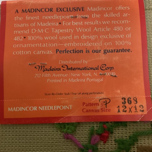 Madincor Needlepoint Preworked Wool Center Canvas 11 x11 in Vintage Spring Scen - Picture 4 of 5