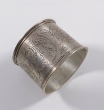 Serviettenring Silber 800 um 1900 Engel floral Monogramm Gabrielle Standaert