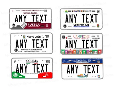 CUSTOM AUTO PLATE / Placas de Aluminio para Carro de Todos los Estados de Mexico