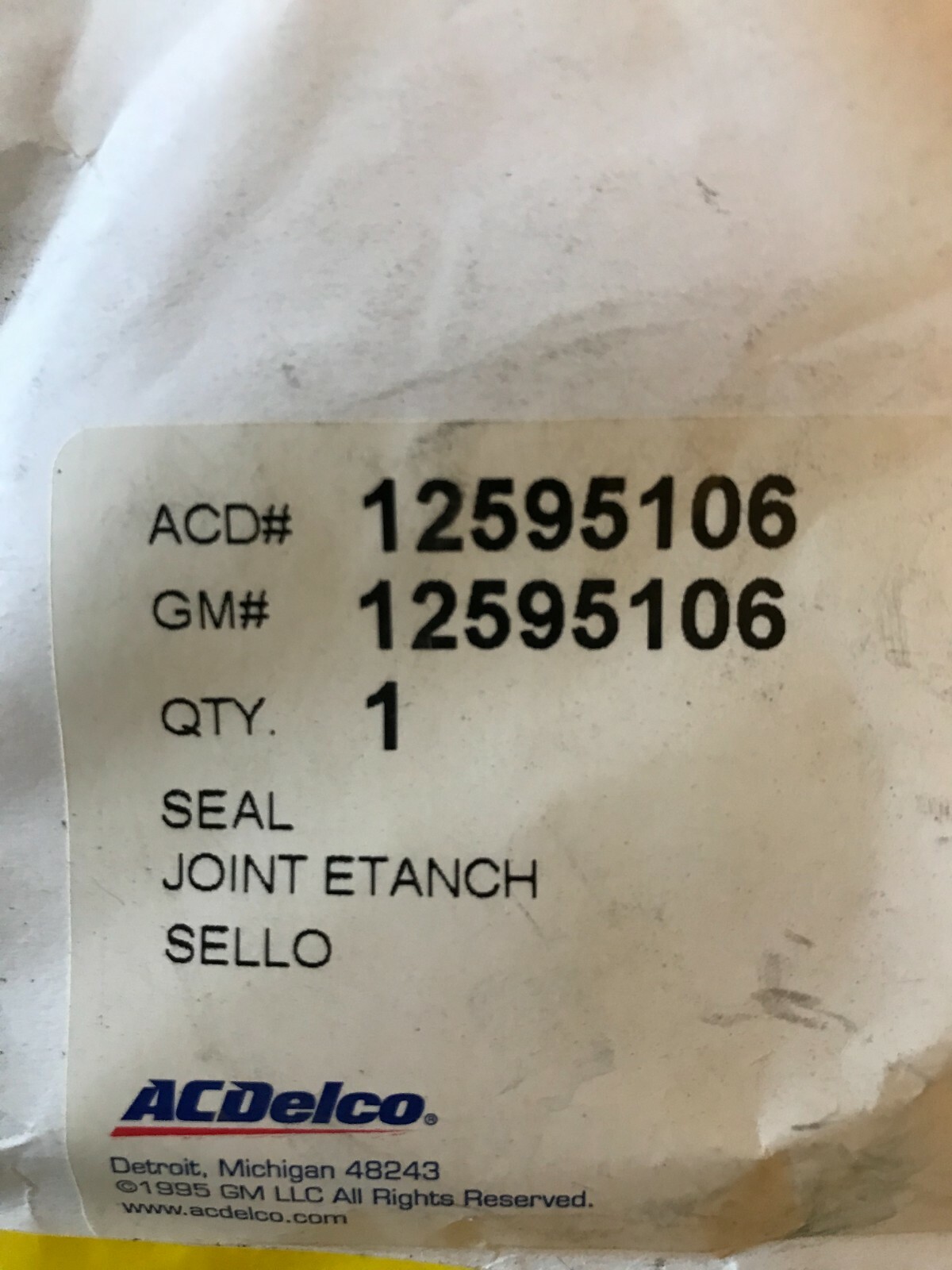 Engine Camshaft Housing Seal ACDELCO 12595106 eBay