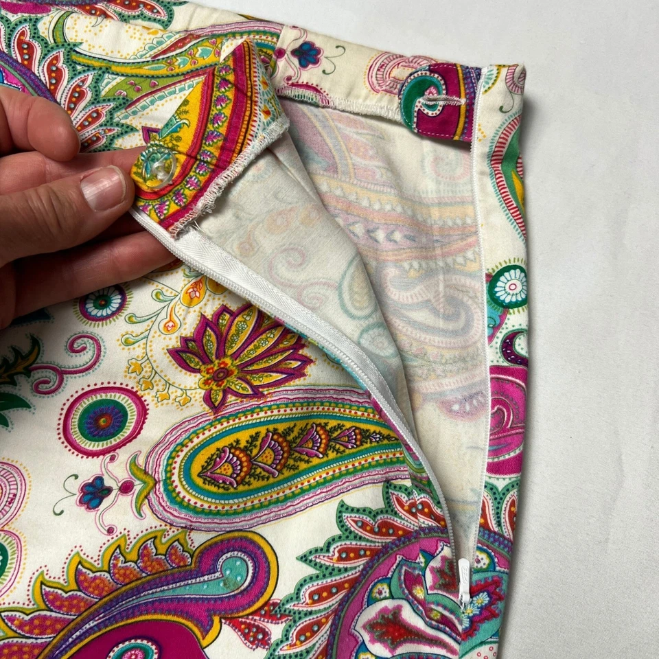 Sharon Young Y2K Boho Paisley Print Crop Pants Colorful Bohemian Casual Size 10 - Image 4 of 4