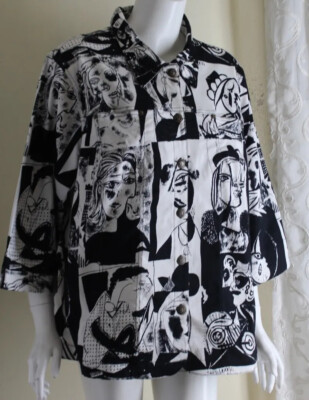 Mirror Image Sz 2X Art-to-Wear Picasso Cubist Portraits Women Funky Jacket
