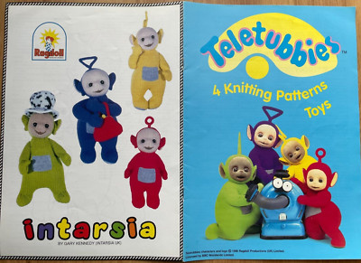 Alan Dart 4 Teletubbies Spielzeug STRICKMUSTER 30cm groß Intarsien Dipsy Laa-Laa
