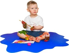 Floortex Blue CraftTex Sploshmat 40" x 40" Crafting Protection Mat for HardFloor