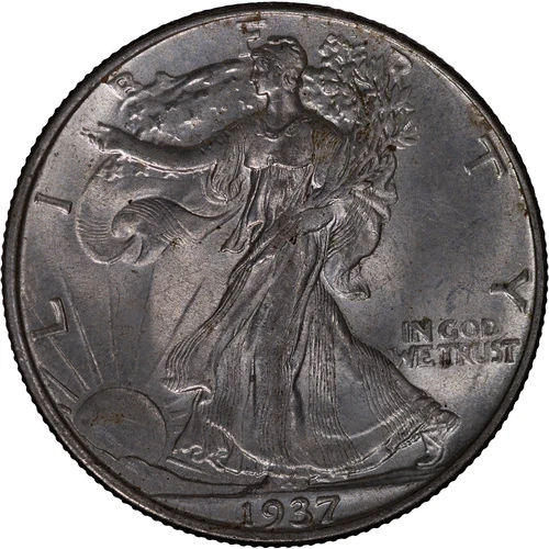 1937 50C Walking Liberty Silver Half Dollar ~ High AU