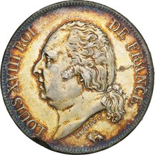 [#136489] France, Louis XVIII, 5 Francs, 1824, Lille, Silver, VF, Gadoury:614