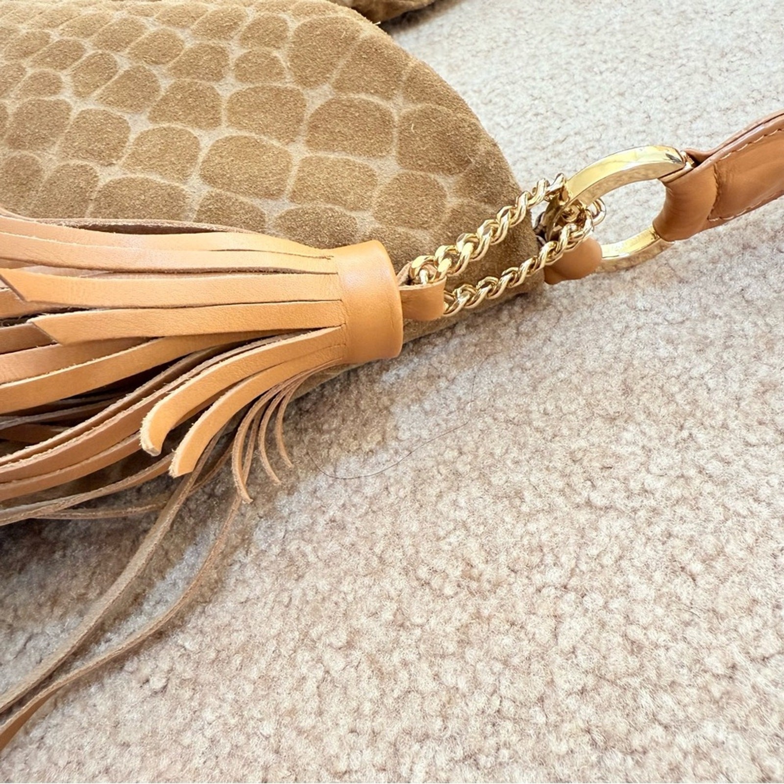 Rare Aphros Capri Suede Python Print Textured Tan… - image 4