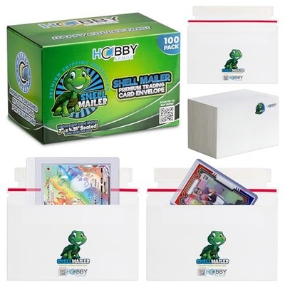 envelopes for pokemon cards 100 Pack Shell Mailer Incognito Trading Card by Hobby Armor, 7" x 4.35" Trading Card Mailers Shipping, Perfect Size Shipping Envelope for Mailing in Semi-Rigid Holders & Internal usable space is 6.5 x 4.5 100 Pack Shell Mailer Trading