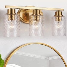 Brushed Gold Bathroom Vanity Light Fixture 3-Light Over Mirror Wall Mount