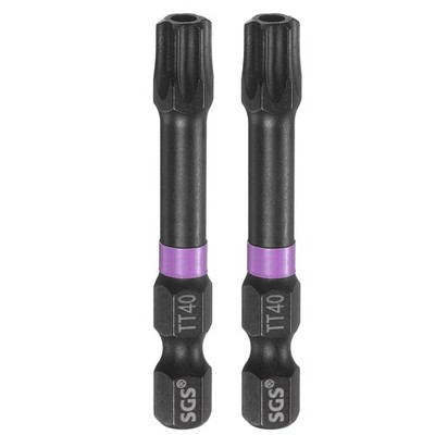2pcs TT40 Torx Impact Screwdriver Bit 1/4'' Hex Shank 2'' Long Magnetic with Hole