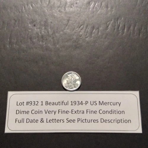 Lot #956 One Beautiful 1934-P Mercury Dime VF-EF Condition Full Date & Letters
