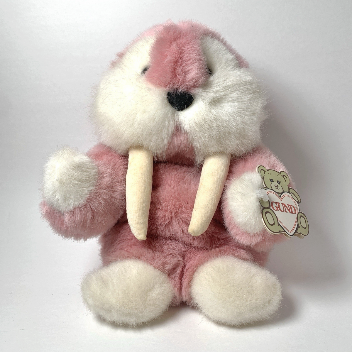 Vintage Gund 1986 Mooky Walrus Pink Stuffed Animal Plush 10