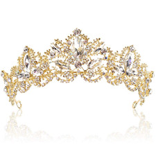Gold Tiara Wedding Tiaras and Crowns for Women,Rhinestone Queen Women Princess C