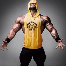 Men Bodybuilding Cotton Tank Top Gyms Fitness Hooded Vest Sleeveless Shirt Summe